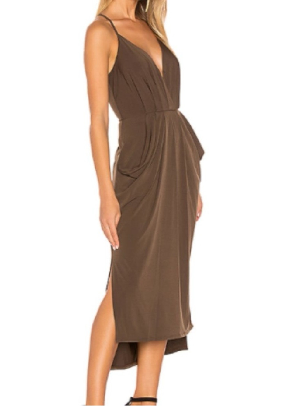 BCBGeneration Brown Wrap Midi Dress